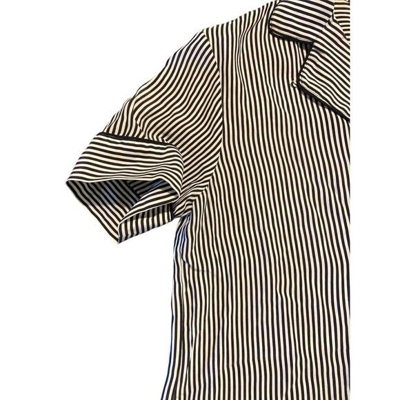 Rag & Bone Luca Woman’s Short Sleeve Silk Blouse Sz‎ PXS Striped Black/White - Picture 8 of 15